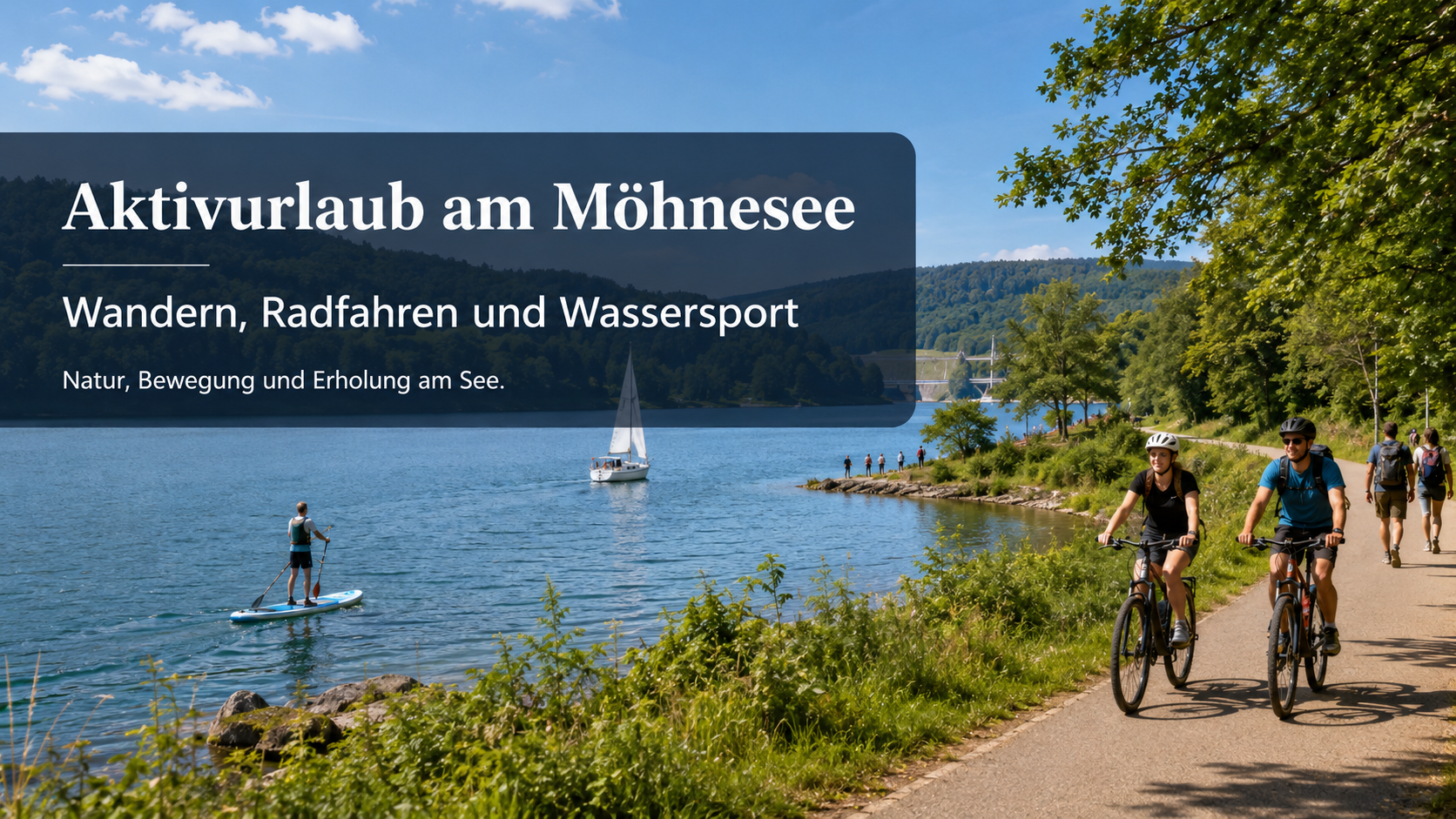 Möhnesee Radfahren, Wandern und Wassersport bei einem aktiven Urlaub am See.